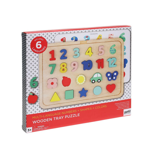 Wooden Tray Puzzle - Numbers Shapes Colours