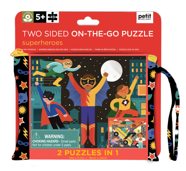 PetitCollage Two Sided Superhero 49 Piece Puzzle