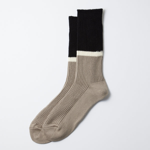 Bicolour Ribbed Socks Black & Grey