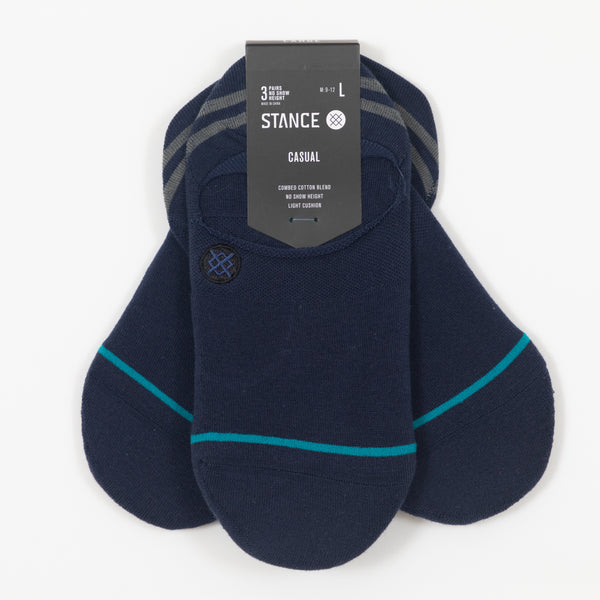 Stance 3 Pack No Show Invisible Trainer Socks in Navy