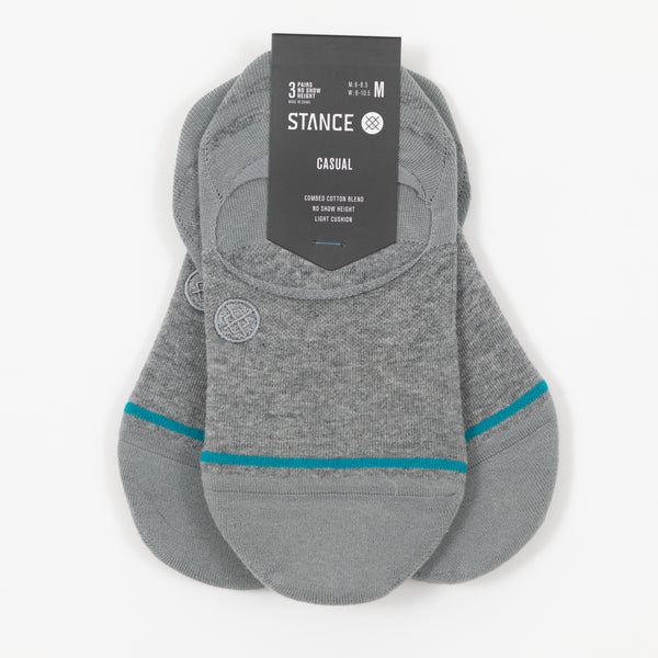 Stance 3 Pack No Show Invisible Trainer Socks in Grey