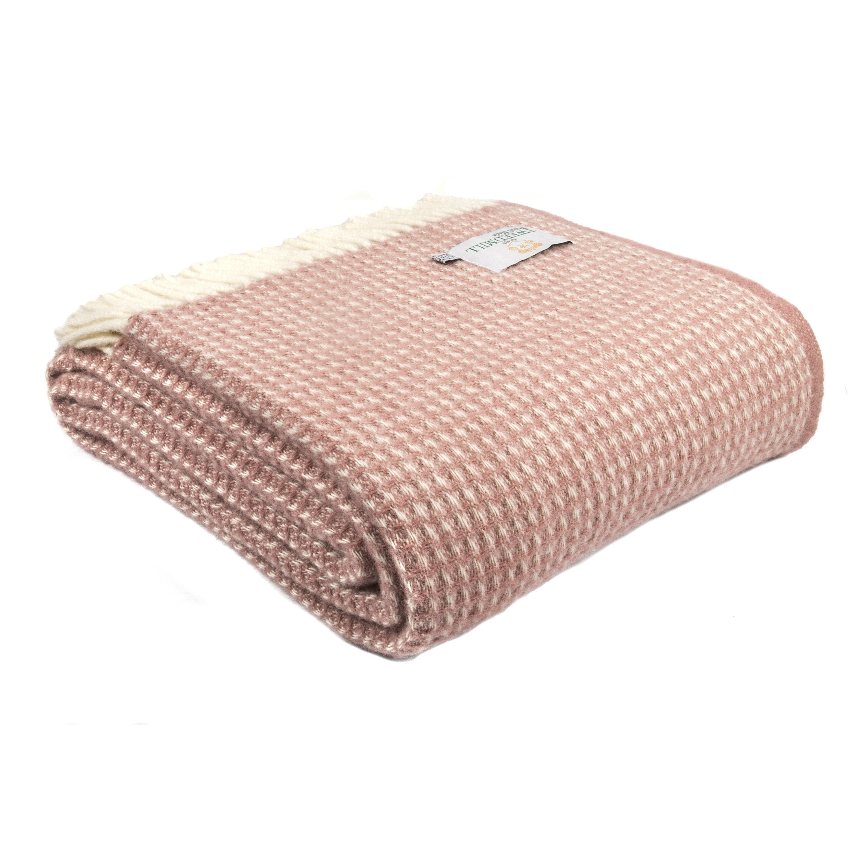 Tweedmill Extra Large Dusky Pink Pure New Wool Waffle Throw 