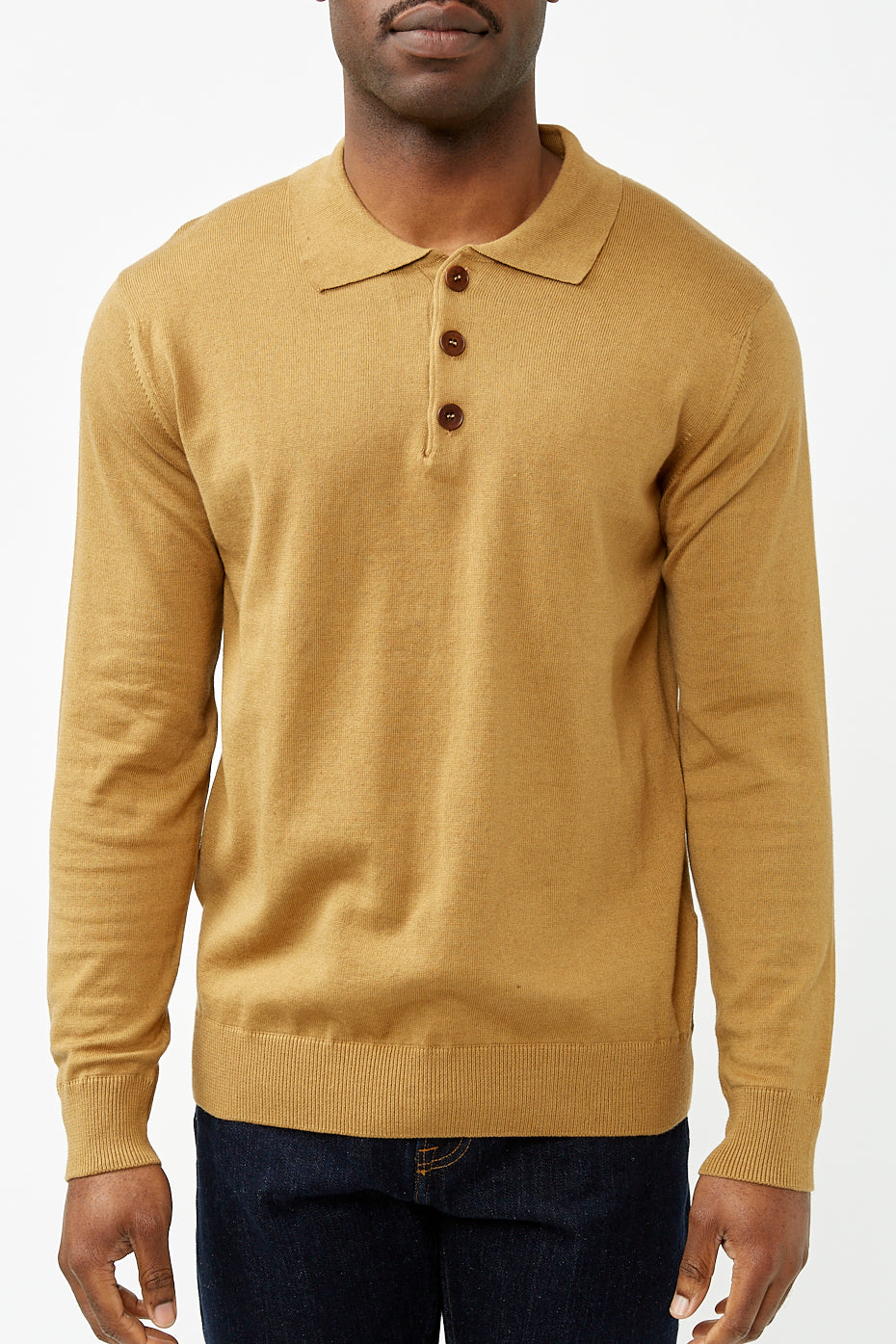 Thinking Mu Ochre Vincent Knitted Polo
