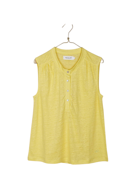 Indi & Cold Yellow Button Front Sleeveless Top