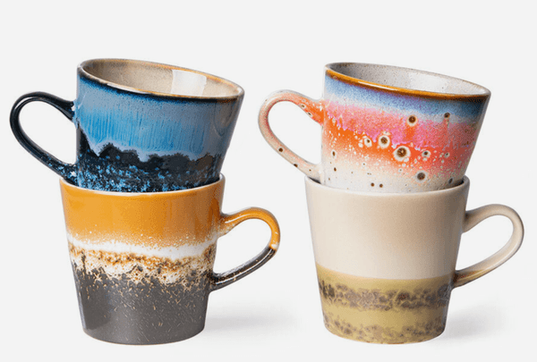 HKliving 70's Ceramics Americano Mugs | Pegasus | Set of 4