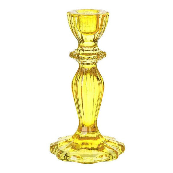 TURNING TABLES Boho Glass Candle Holder - Yellow