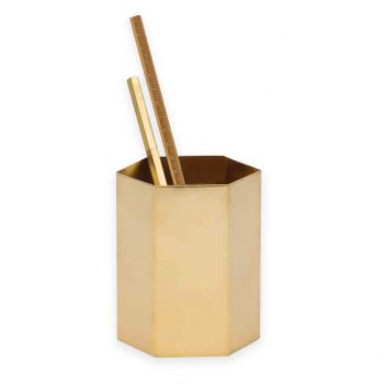 DOIY Design Brass Pencil Pot Hex