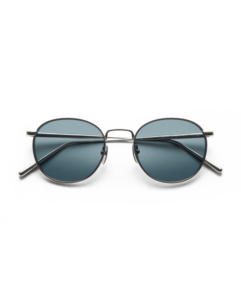 Steel Round Blue Sunglasses