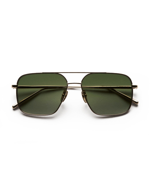 Steel Aviator Green Sunglasses