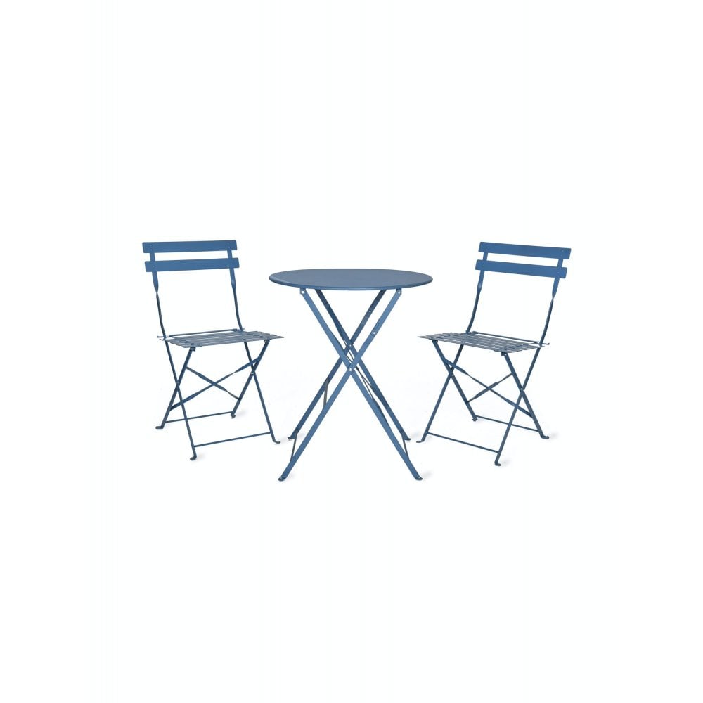 Garden Trading Lulworth Blue Bistro Set of Table and 2 Chairs 