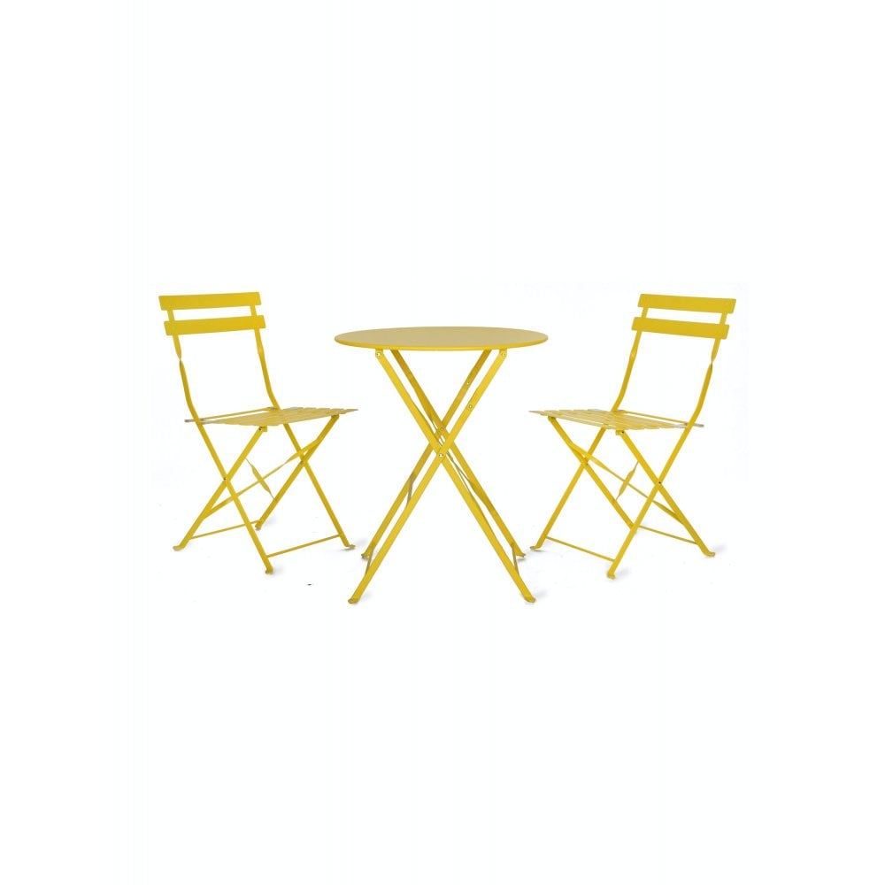 Garden Trading Lemon Yellow Bistro Set of Table and 2 Chairs 
