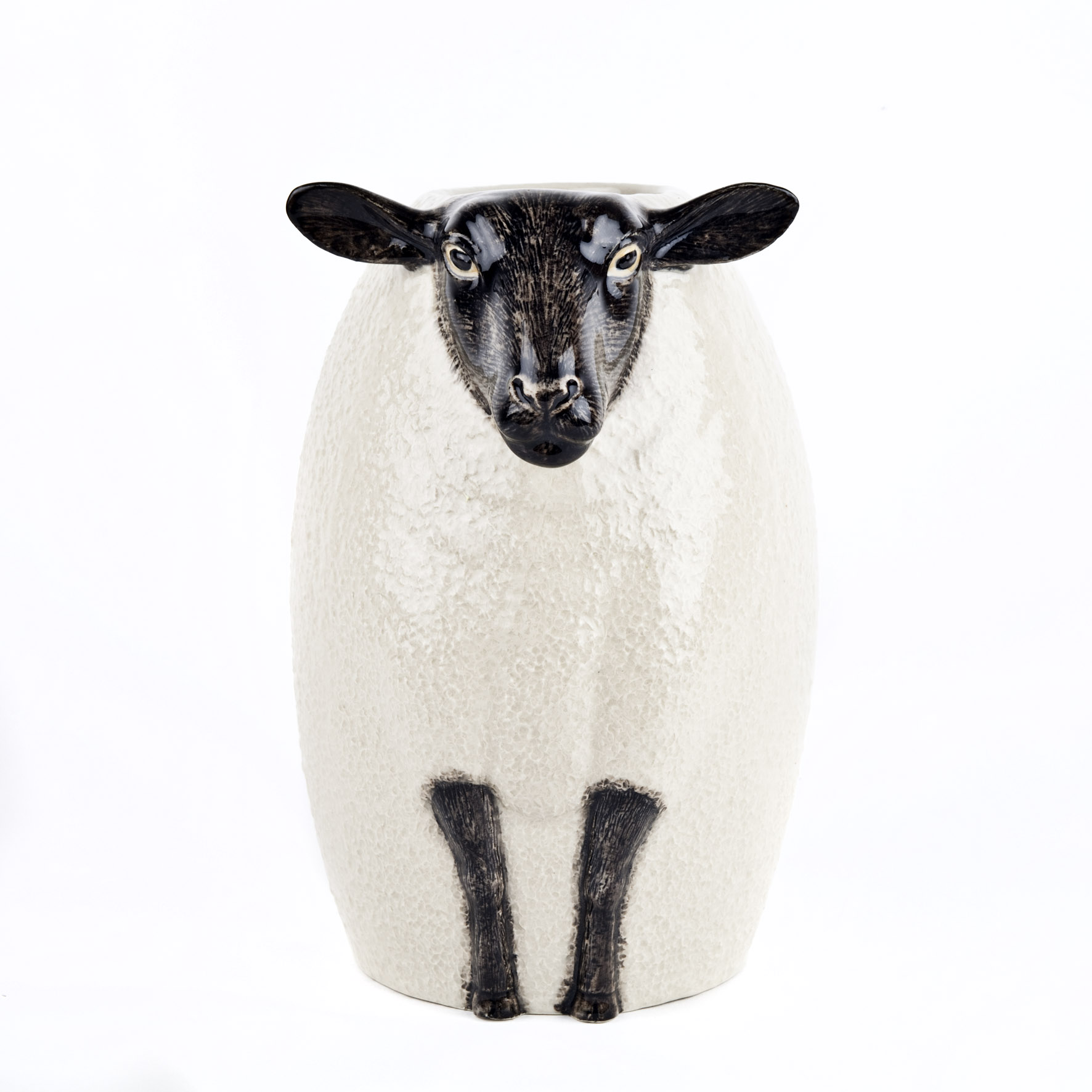 Quail Ceramics Black Face Suffolk Sheep Vase L