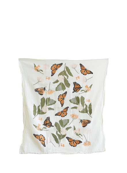 June & December Monarchs + Milkweeds Towel 25 X 26”