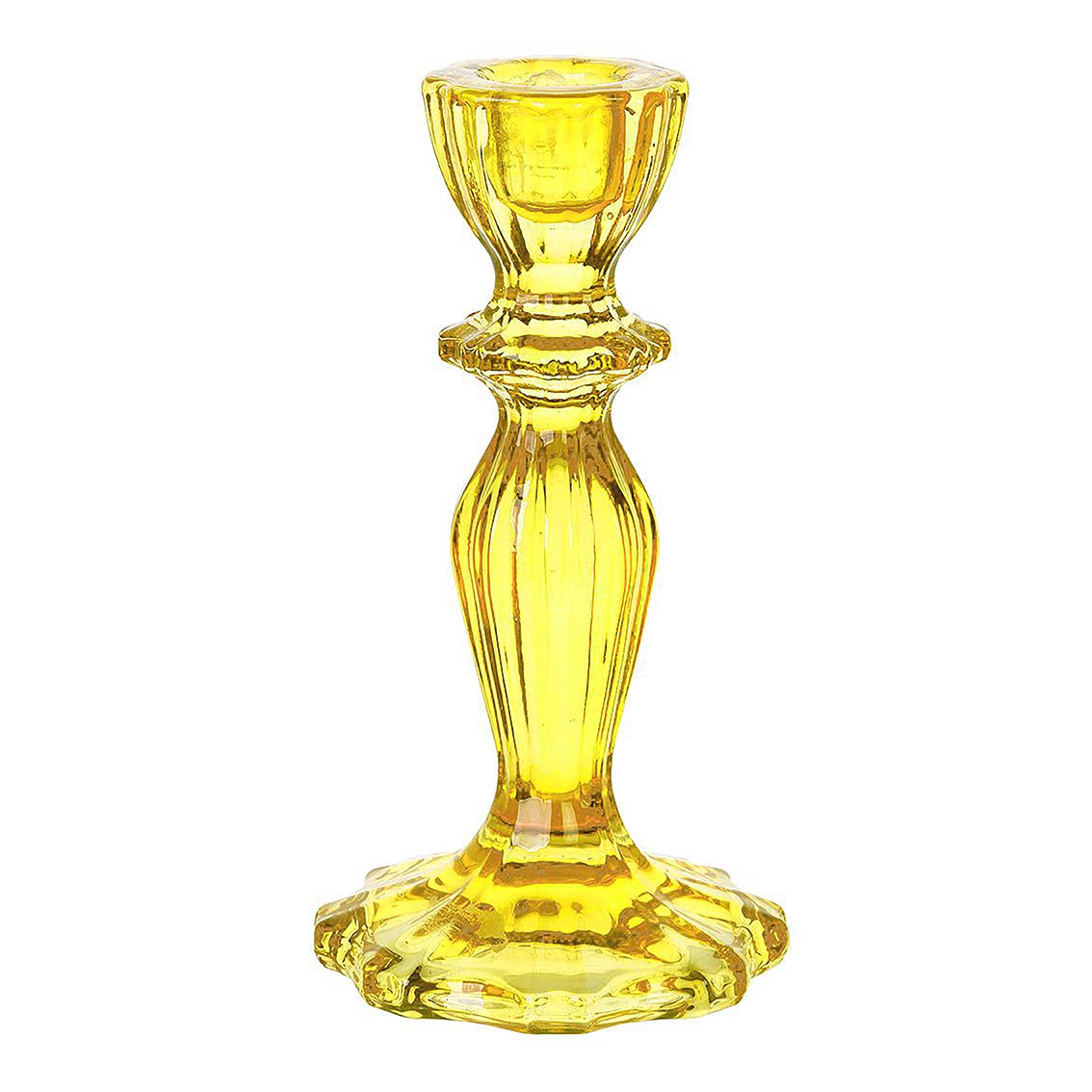 Yellow Glass Candle Holder