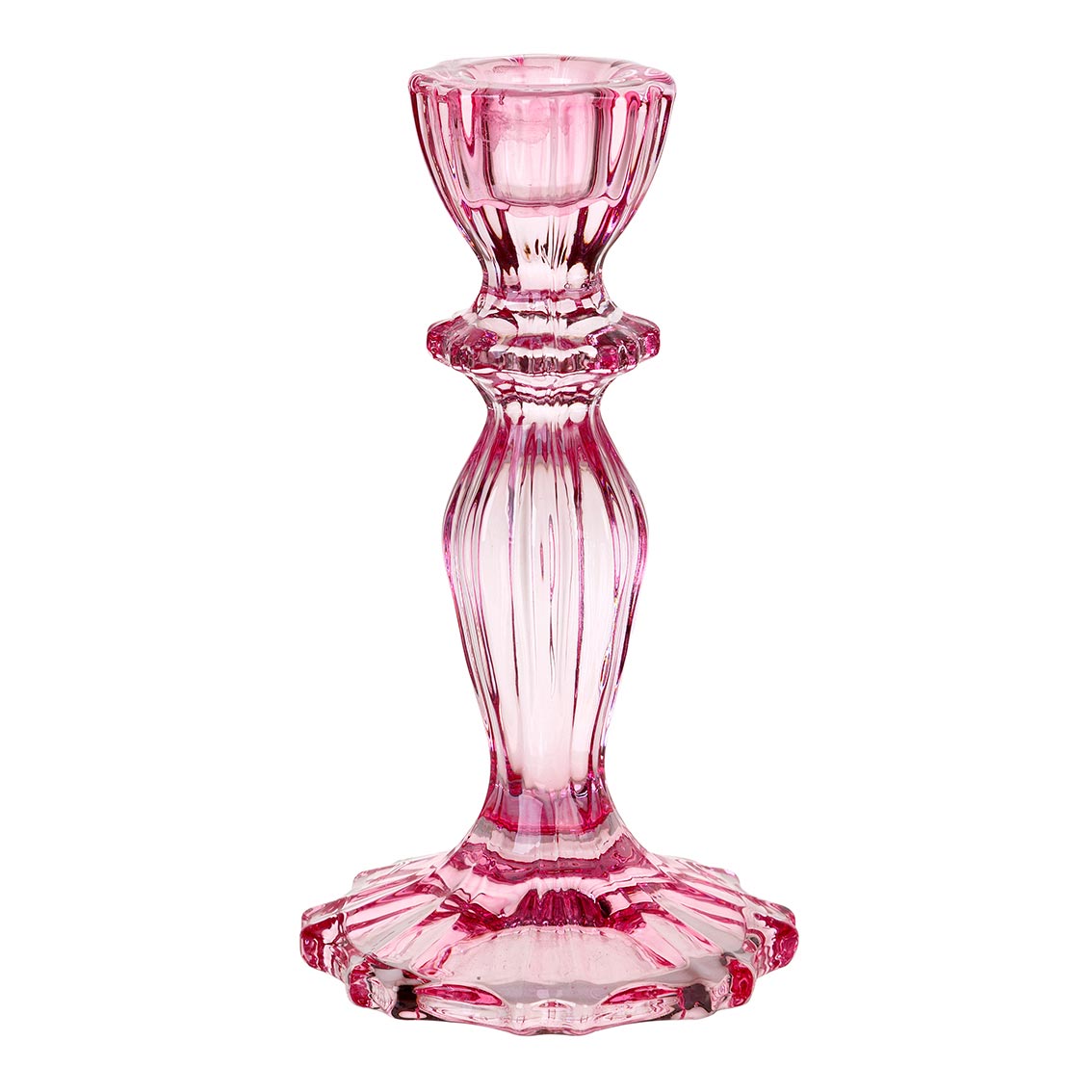 Pink Glass Candle Holder