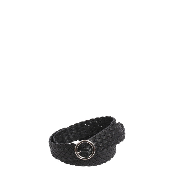 Narrow Soft Woven Belt Black