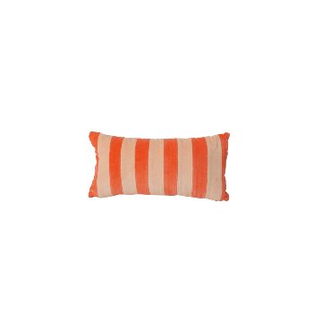 Orange & Apricot Stripe Velvet Cushion - Small