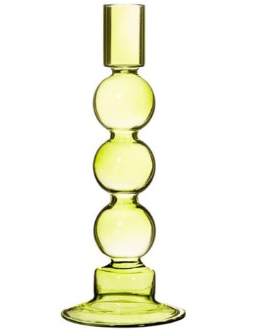 Olive Green Glass Candle Holder Bubble