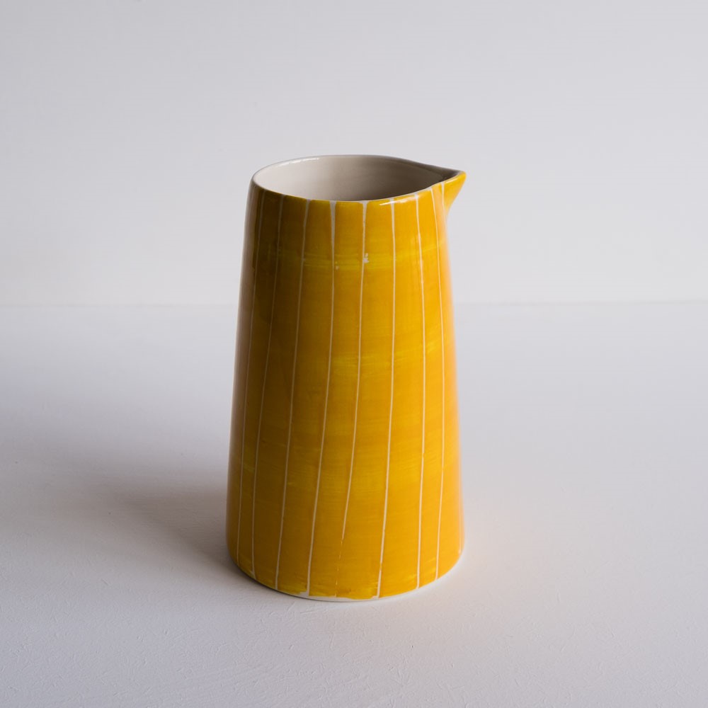 Musango Large Turmeric Jug - Sgraffito Stripe