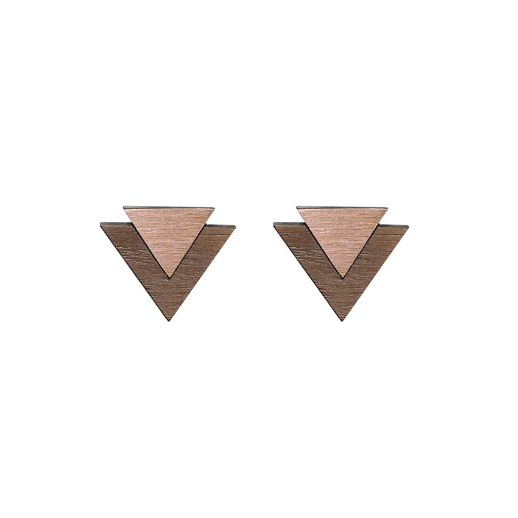 A New Form Art Wood and Copper Cufflinks