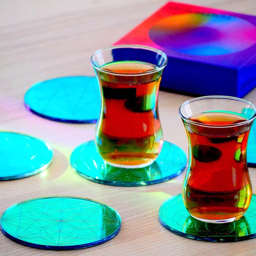 Wowspaceshop Kechcoasters Mirrored Coasters Set - Colorchanging