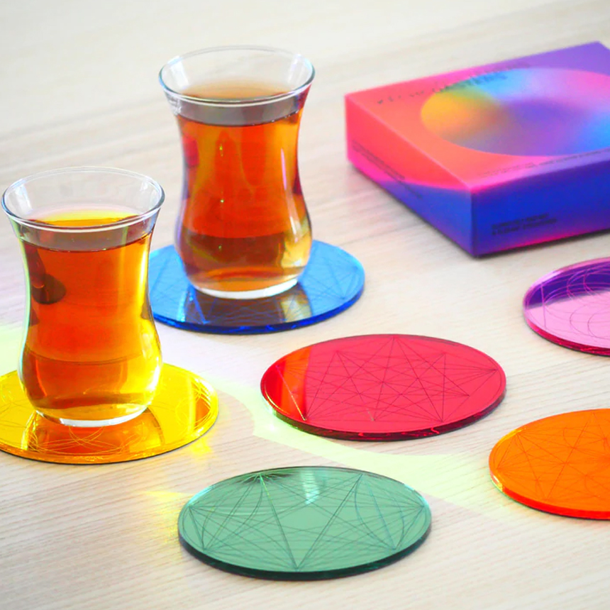Wowspaceshop Kechcoasters Mirrored Coasters Set - Colorful