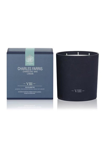 Charles Farris 3 Wick Scented Candle - Elizabeth Viii, Orange Blosso, Jasmine & Mulberry