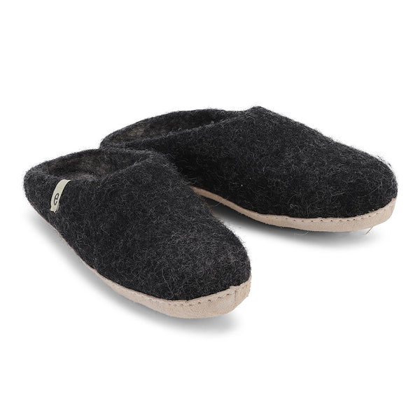 Fair Trade Felted Slippers - Black