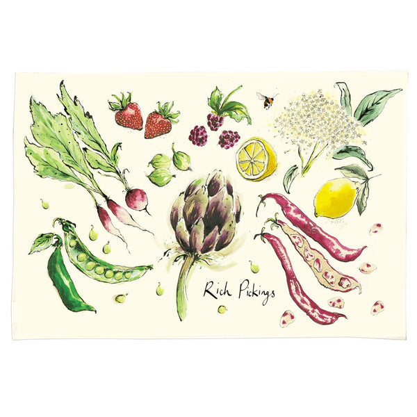 Rich Pickings Fruit & Vegetable Tea Towel