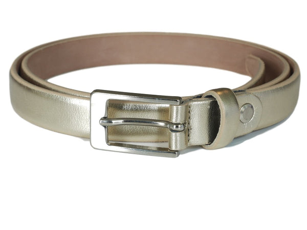 Metallic Leather Belt - Light Gold