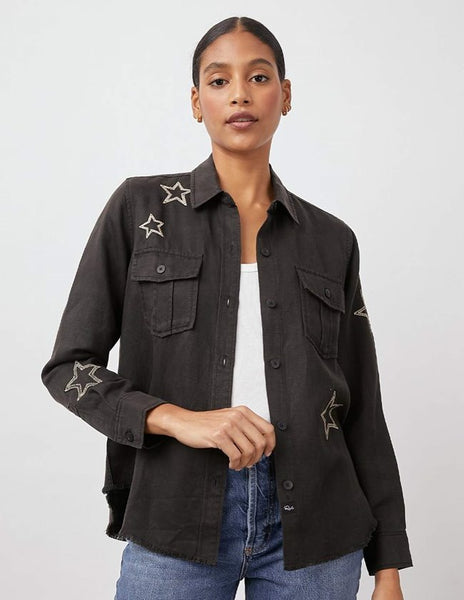 Loren Lightweight Jacket - Black Metallic Stars