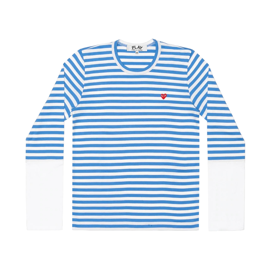 Play Comme Des Garçons | Stripe White T-shirt | Blue