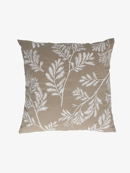 Gisela Graham Taupe Embroidered Fern Cushion