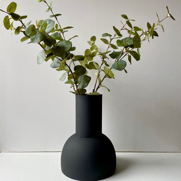 Madam Stoltz Iron Plant Pot Vase Mat Black H30cm