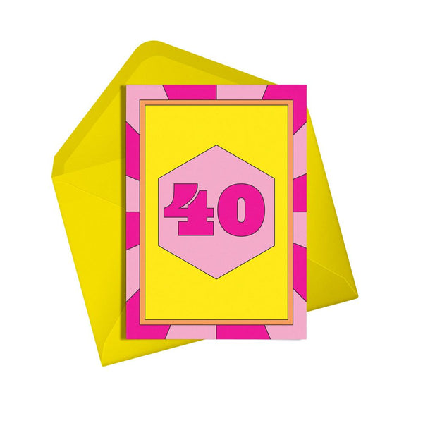 Forty Neon Birthday Card