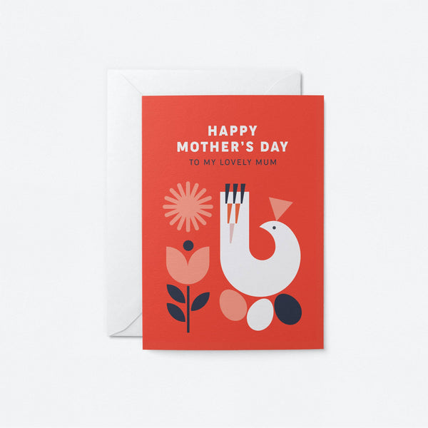 Lovely Mum Red Bird Mothers Day Card