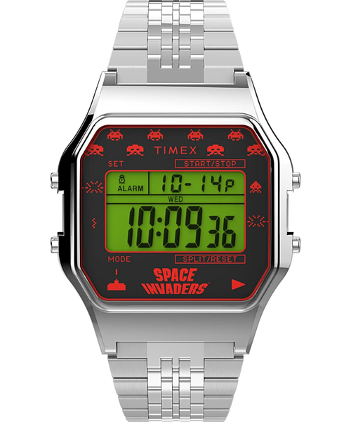 Timex Archive 34mm Stainless Steel T80 X Space Invaders  Bracelet Watch 