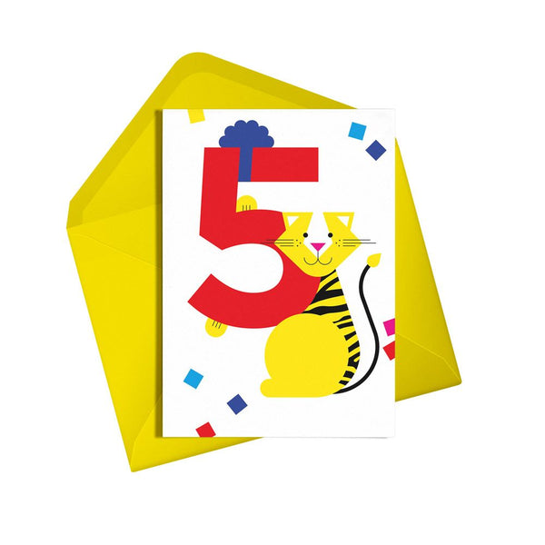 5th Birthday Tiger Greetings Card