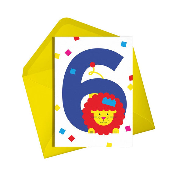 6th Birthday Lion Greetings Card