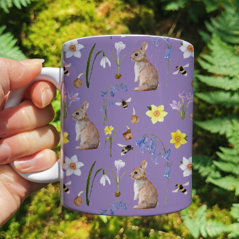 The Butterfly & Toadstool Lilac Bunny Ceramic Mug