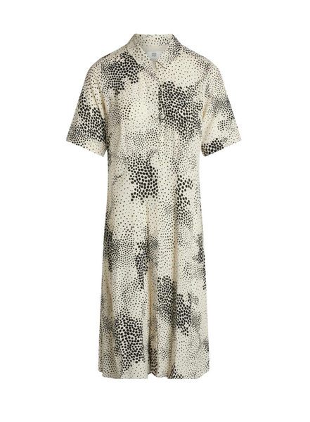 Print Off White Short Sleeve Dress From