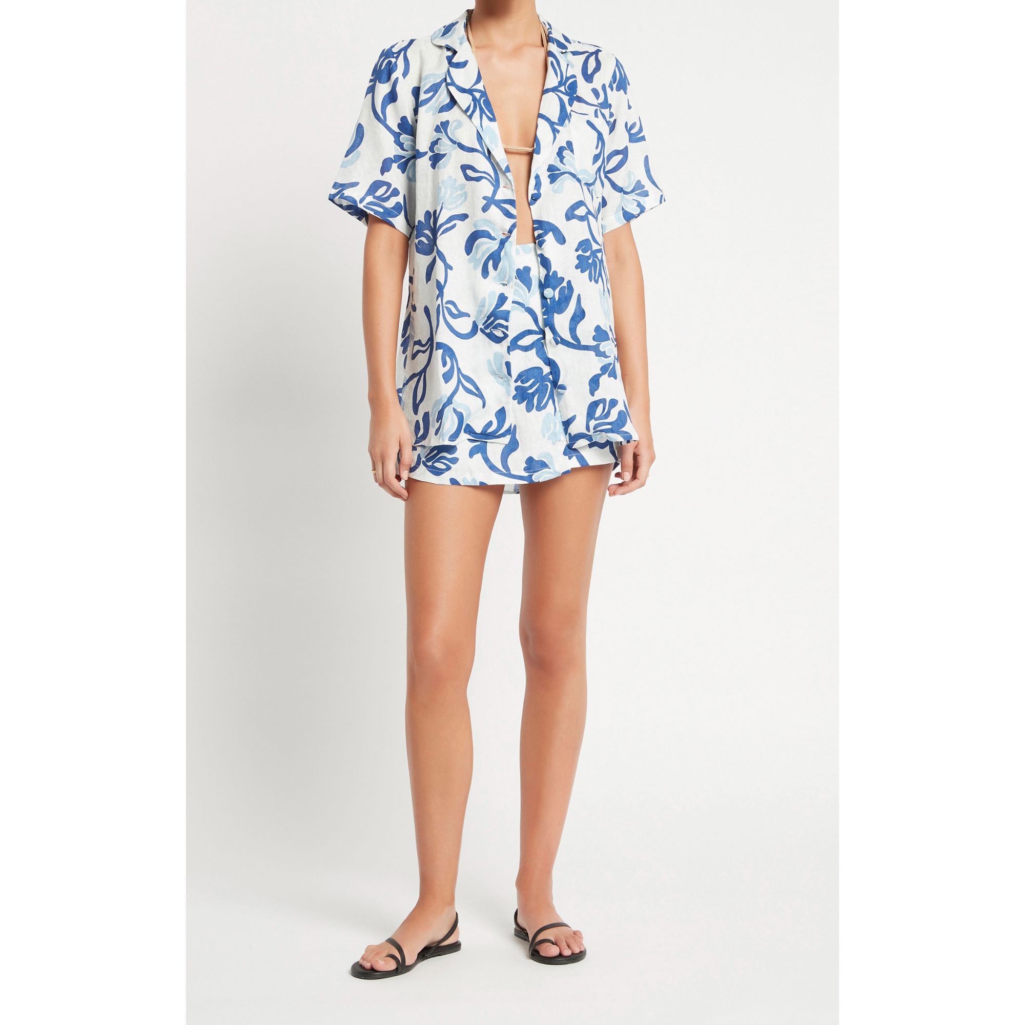 Charlita Shirt Dress in Ensola Floral Print-Blue