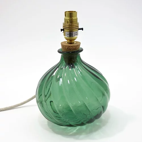 Jarapa Spiral Recycled Glass Lamp Base - Juniper Green