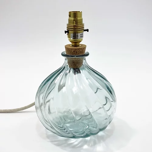 Jarapa Spiral Recycled Glass Lamp Base - Natural