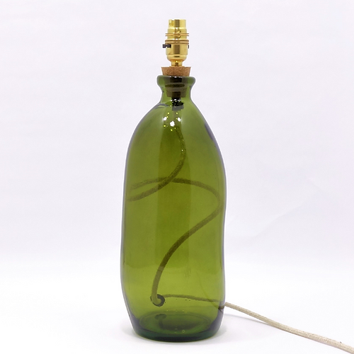 Simplicity Tall Recycled Glass Lamp Base - Olive Green