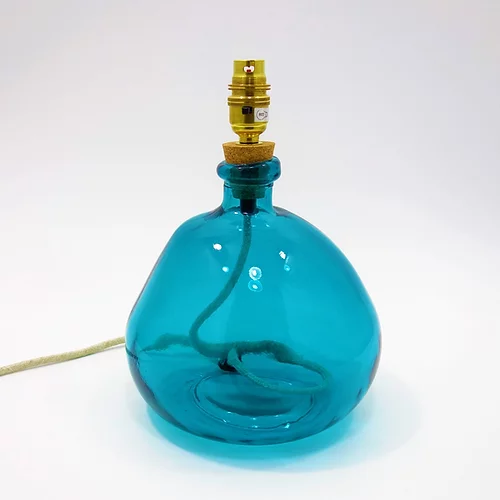 Simplicity Recycled Glass Lamp Base - Ocean Blue