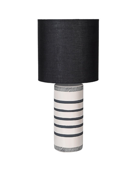 The Forest & Co. Monochrome Striped Lamp With Black Shade