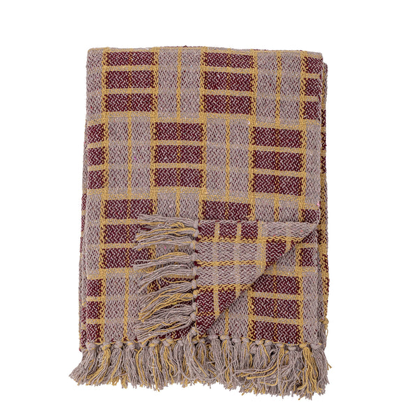 Red & Yellow Checked Recycled Cotton Mody Throw