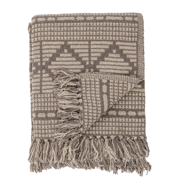 Soft Brown And Cream Patterned Recycled Cotton "Kicki" Throw