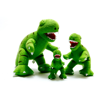 Knitted Green T Rex Dinosaur Baby Rattle FX7826